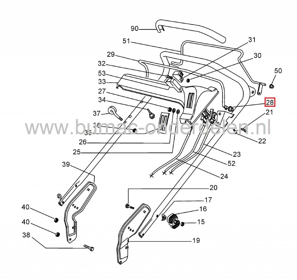 Bus Castelgarden - Stiga - Mountfield - Alpina, Kunststof Bus gebruikt voor hendel Motorrem bij Grasmaaier - Loopmaaier - Cirkelmaaier - Benzinemaaier