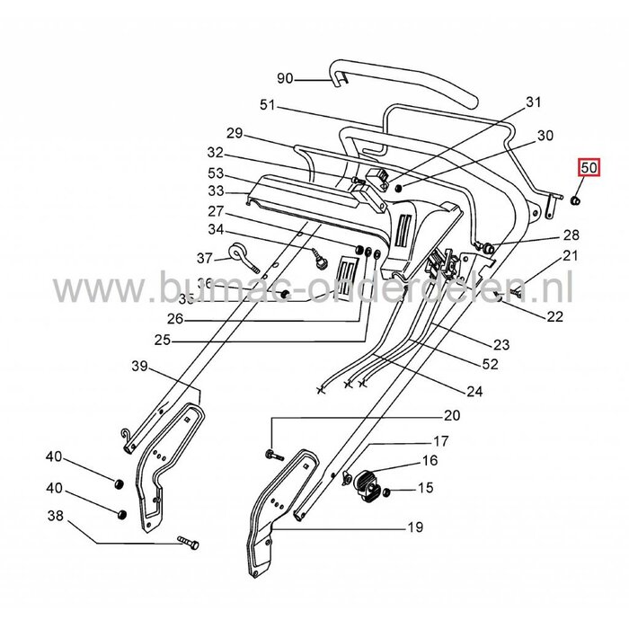 Bus Castelgarden - Stiga - Mountfield - Alpina, Nylon Bus gebruikt voor hendel in werking stellen Maaimes bij Grasmaaier - Loopmaaier - Cirkelmaaier - Benzinemaaier