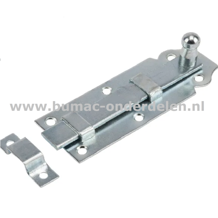 Grendel vlak 120x45 mm Verzinkt Een grendel is een schuifmechanisme om een deur te vergrendelen De schuif bestaat uit een vierkante pen Grendel, Schuif, Pen, Afsluitbout, Deur sluiter, Hang- en sluitwerk