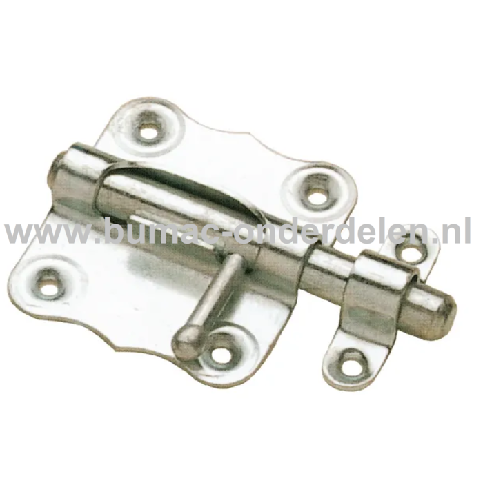 Grendel 40x40x8 mm Verzinkt, Grendel is een schuifmechanisme om een Deur of Kist te vergrendelen De schuif bestaat uit een ronde pen Grendel, Schuif, Pen, Afsluitbout, Slot, Deur sluiter, Hang- en sluitwerk