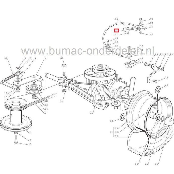Knop voor Gashendel - Versnellingshendel Castel Garden NP534, NP534TR, NP534TRE, NP534TR3S, F72, Garden Combi - Stiga Estate Master - Mountfield 1228 Zitmaaiers en Grasmaaiers