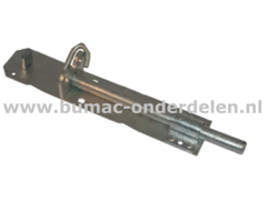 Grendel 254 mm voor Deuren en Poorten  pendiameter 16 mm Een grendel is een schuifmechanisme om een deur/poort te vergrendelen De schuif bestaat uit een ronde pen Grendel, Schuif, Pen, Afsluitbout, Deuren, Deur sluiter, Hang- en sluitwerk