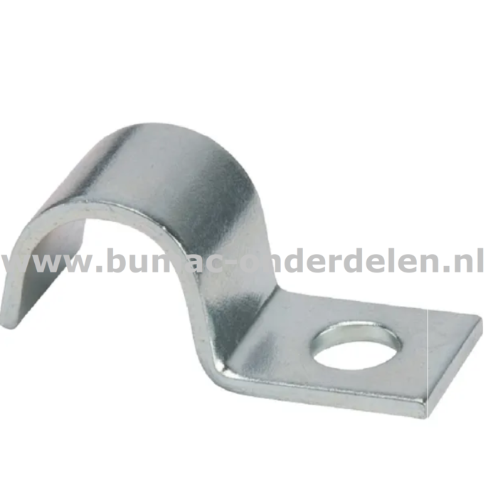 Buisklem Ø 8 mm 22x10 mm Verzinkt Deze klemmen worden onder ander gebruikt voor het klemmen van Buizen, PVC buizen, Leidingen, Slangen, Kabels met een diameter van 8 mm Buisklem, Klem, Clip, Beugel, Buisbeugel, Buizen, PVC, Koper, IJzer, Slangen, Kabels -