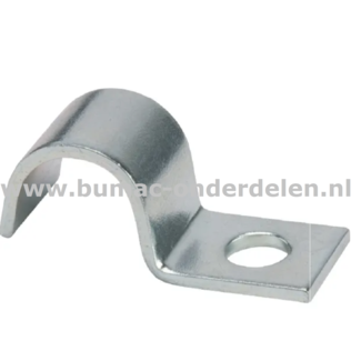 Buisklem Ø 15 mm 34x12 mm Verzinkt Deze klemmen worden onder ander gebruikt voor het klemmen van Buizen, PVC buizen, Leidingen, Slangen, Kabels met een diameter van 15 mm Buisklem, Klem, Clip, Beugel, Buisbeugel, Buizen, PVC, Koper, IJzer, Slangen, Kabe