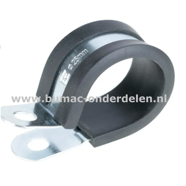 Leidingklem 20 mm Verzinkt Deze klemmen worden onder ander gebruikt voor het klemmen van Buizen, PVC buizen, Leidingen, Slangen, Kabels met een diameter van 20 mm Door de rubberen inleg zorgt de klem voor trilling demping en functioneert als bescherming v