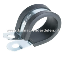Leidingklem 27 mm Verzinkte klem voor PVC buizen, Kabels, Ø 27 mm, door rubberen inleg trilling demping, bescherming, Zitmaaier, Trekker, Shovel, Minikraan, Hijskraan Hydrauliekslang, Brandstofslang, Clip, Beugel, Buisbeugel, Koper, IJzer, Bobcat Klemhaak