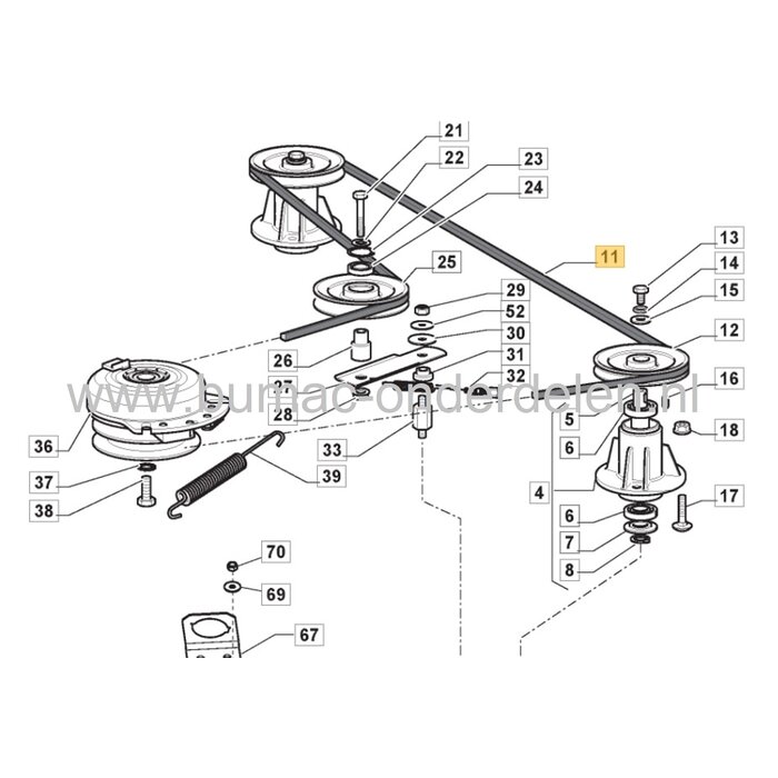 V snaar voor Aandrijving  Maaidek - Messen Zitmaaiers, Frontmaaiers Estate Tornado 14, HST 17, Pro HST 13, SD9812, 9814 H, Stiga, Castel Garden SD98, SDX98, XD140, XT170HD, Mountfield, Dino