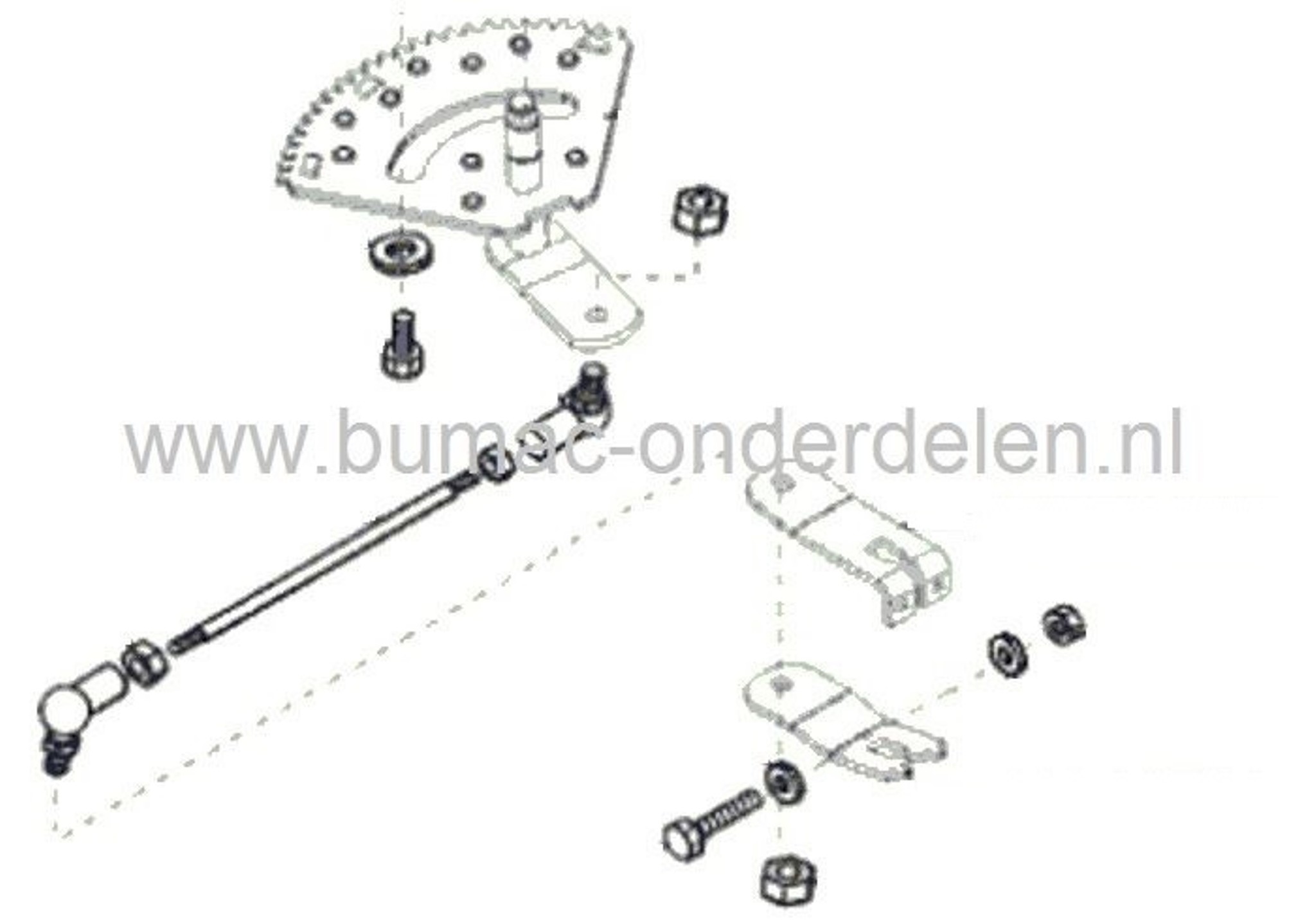 Stuurhevel Onder voor Alko en Brill Zitmaaier - Tuintrekker Stuurarm T13-85 HD, T13-92 LUX, T13-102 HDS Bio-Combi, T15-102 Marina, Power Line T16-102 SP-H, T16-102 HDE, T18-102 HD, T18-102 HDE, T20-102 HDE, T15-95.4 HDA, T18-95.4 HD, T16-105.4 HDV2