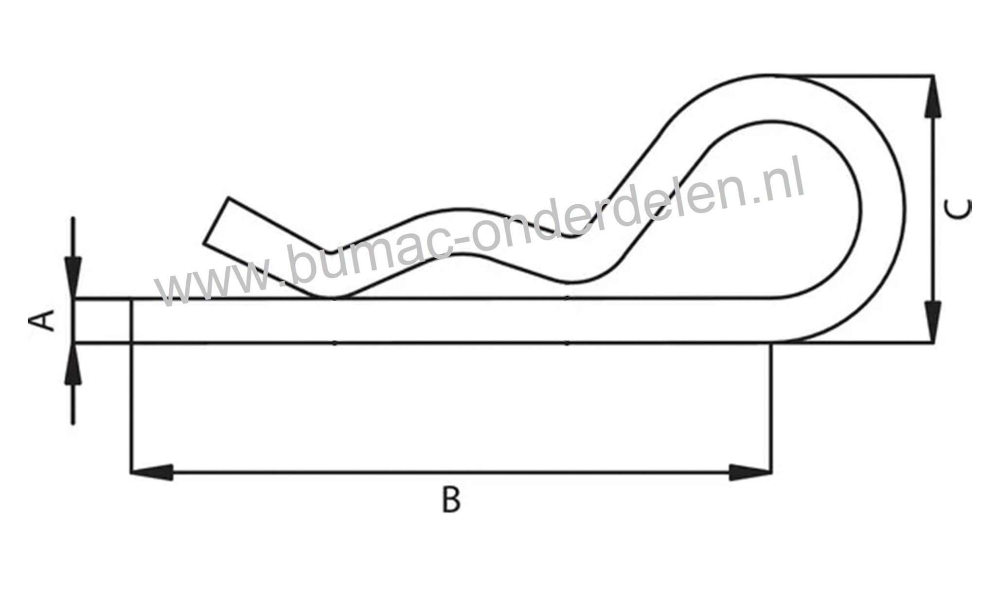 Borgclip 4x90 mm Verzinkt, Borgclippen worden gebruikt voor het vast zetten van assen en pennen Door de vorm vlakke veerkarakteristiek waardoor gemakkelijk te monteren R-Clip, Veerpen, Clip, Borgveer, Haarpin , Koppelingspin, Motorkappin, Pennen, Assen,