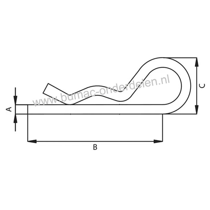 Borgclip 4,5x95 mm Verzinkt, Borgclippen worden gebruikt voor het vast zetten van assen en pennen Door de vorm vlakke veerkarakteristiek waardoor gemakkelijk te monteren R-Clip, Veerpen, Clip, Borgveer, Haarpin , Koppelingspin, Motorkappin, Pennen, Assen,