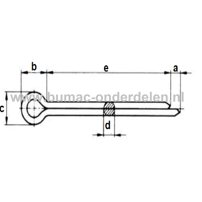Splitpen 4,5x50 mm Een splitpen is een stalen pen wat bestaat uit een knop en twee parallelle staven die loodrecht op de knop staan voor Aanhanger, Kunstmeststrooier,  Beluchter, Ontmosser, Grasveger, Tuinwals, Zitmaaier, Frontmaaier, Tuintrekker, Skelte