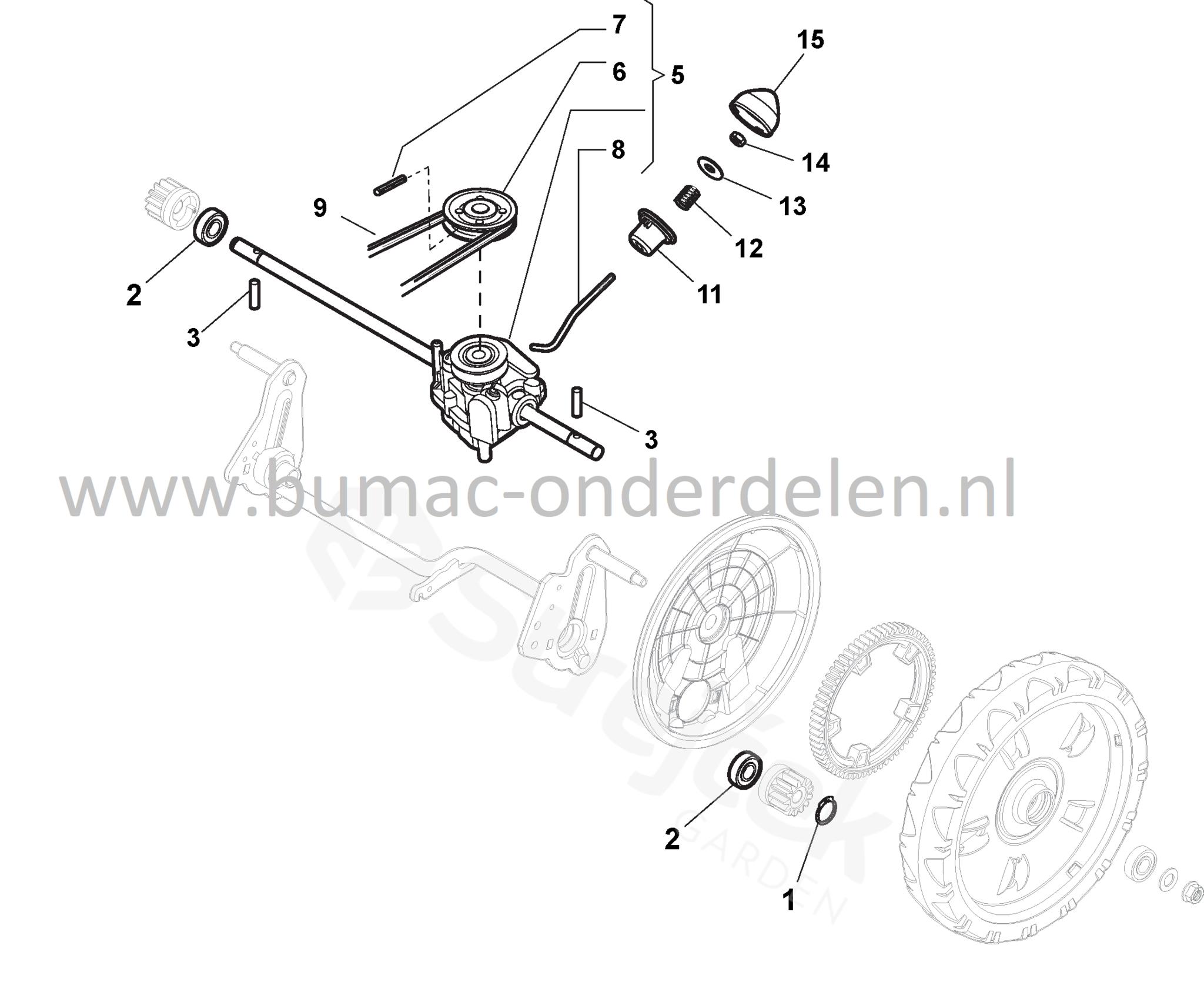 Bus voor Spanstang van de V-snaar op Castelgarden, Stiga, Mountfield Grasmaaiers, Loopmaaiers, A 460 WS, AL3 46 S3, Combi 48 SQ, Combi 53 SQ, FL 43, HW 510 PD, Multimower 485, PRO 48 LSK, Turbo 48 SB, Turbo 53 SE