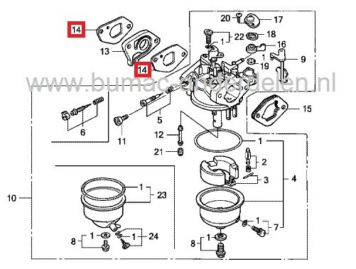 Carburateurpakking voor Honda GXV120 Motor op Loopmaaier - Cirkelmaaier - Grasmaaier - Benzinemaaier, Inlaat Pakking, GXV 120 onderdeel