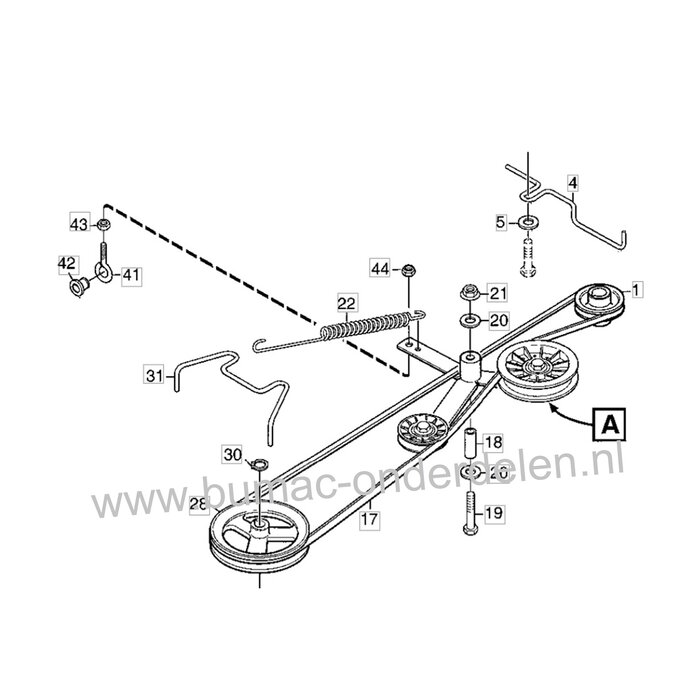 Afstandsbus voor Stiga - Castelgarden - Alpina - Mountfield Frontmaaiers Afstands Bus voor 2105M, 2125M, 2125H, 2135M, 2135H, 4125M, 4135M, 4135H, 4140H, 4155H, XM110, XK140HD, XK160HD, XM110HD, XM130HD, XM160HD, Villa 12 HST, 13 HST, 14 HST, 520 HST, Ele