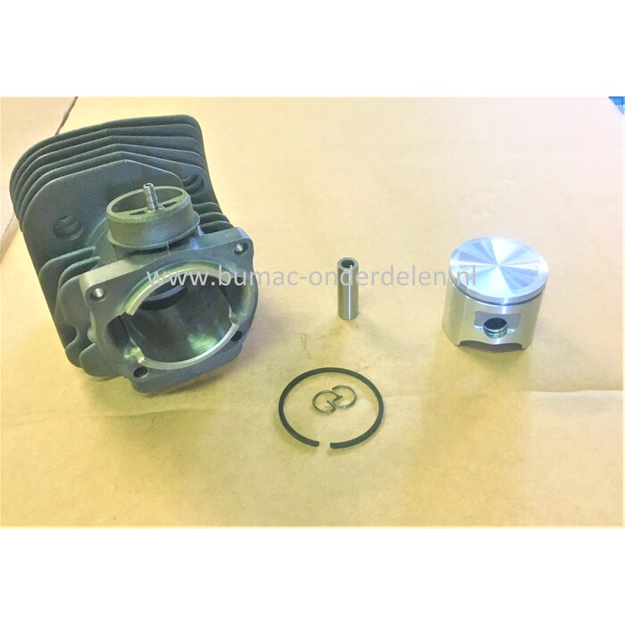 Cilinderset Ø 42 mm voor Husqvarna 343/F/FR/FRM/R, 345FX/FXT/R/RX, Jonsered BC2145, CC2145, FC2145/S/W Bosmaaier, Bermmaaier, Motorzeis, Cylinder Compleet met Zuiger, Zuigerveer, Pistonpen, Borgclips voor Electrolux Trimmer, onderdeel