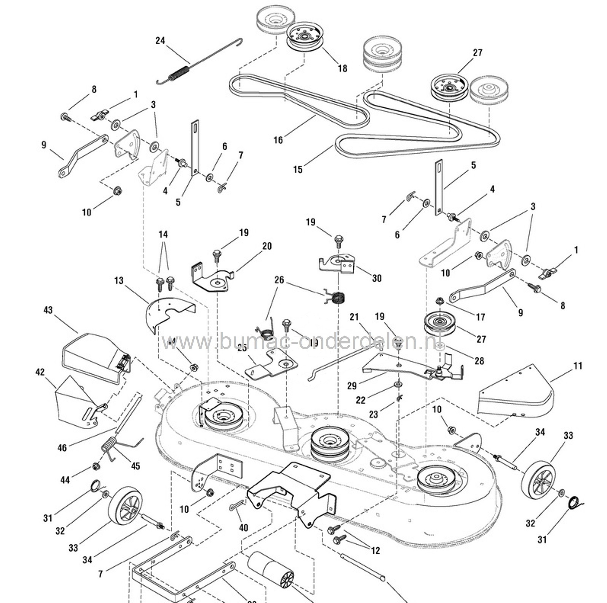 V snaar MURRAY Maaidek Zitmaaiers, Murray - Noma Zitmaaier Mes Aandrijfriem ELT2160, ELT 2160, ELT21460, ELT22460, ELT 21460,  ELT 22460