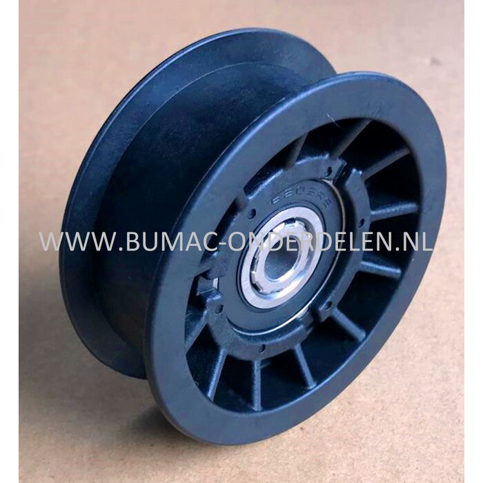 Poelie vlak gelagerd voor Toro Z Master Zitmaaiers, Riemschijf voor Rij Aandrijving en Maaidek Aandrijving bij Toro drukpoelie, spanpoelie, onderdeel