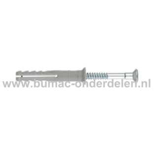 Nagelplug 8x120 mm + Schroef voor Baksteen, Beton, Kalkzandsteen, Cellenbeton, Gipsblokken, Natuursteen, Plug Activeert Optimale Werkingsprincipe, Afhankelijk van de Ondergrond,  Snelle Montage, Schroef D