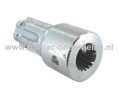 Verloopstuk voor KUBOTA B6000 - MITSUBISHI series MT. 18 tanden/ 6 tanden Vergrendeling met pin Verloopstuk, Verlengstuk, Verlenging Tractoren, Tuintrekkers, Grasmaaiers, Zitmaaiers