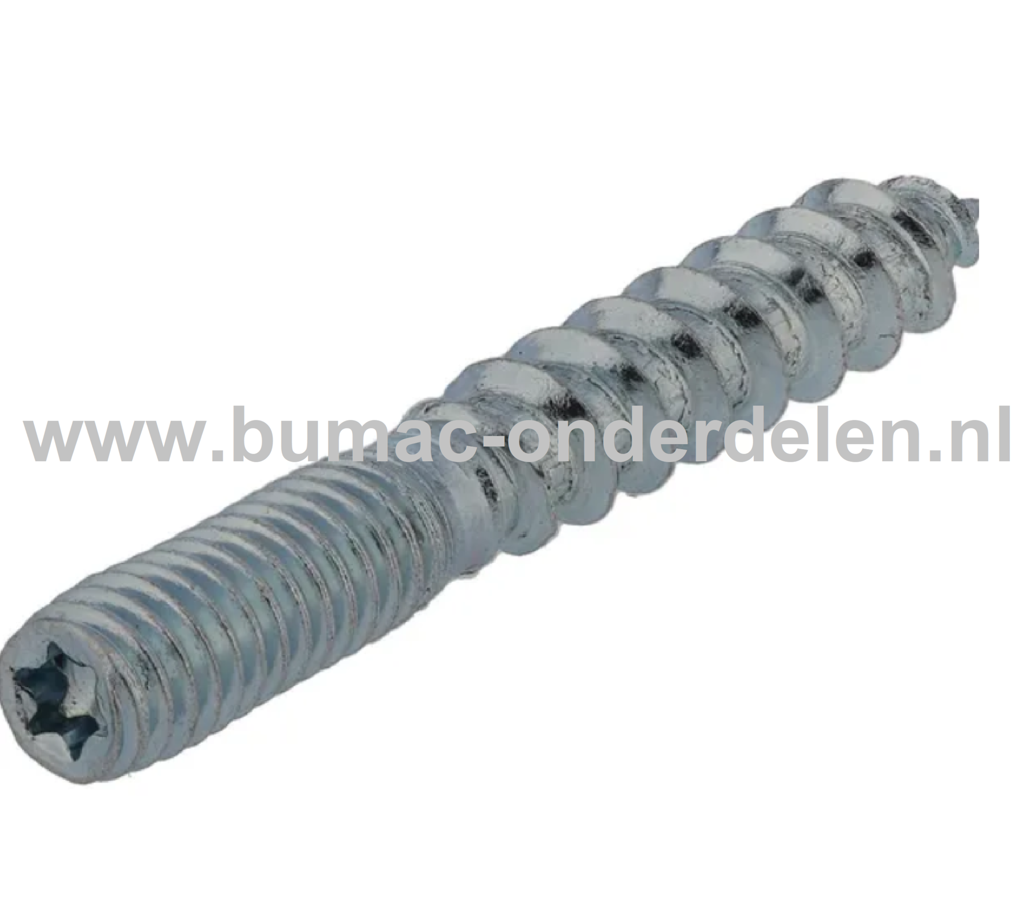 Stokschroef M10x80 mm Verzinkt Een stokschroef is aan een uiteinde voorzien van houtschroefdraad en aan het andere uiteinde van metrische schroefdraad Een stokschroef wordt aan één zijde in hout of met behulp van een plug in een muur geschroefd, en aan de