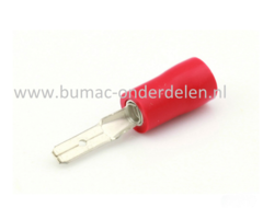 Vlakstekker rood met Mannelijke aansluiting 2,8 x 0,8 mm voor het verbinden van Elektrische draden, Startrelais, Condensator, Contactslot, Schakelaars op Grasmaaiers, Tuintrekkers, Zitmaaiers, Frontmaaiers, Minikraan, Aggregaat, Waterpomp, Aanhanger, Auto