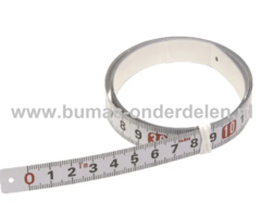 Stalen Meetlint 1 Mtr x 13 mm Zelfklevende Meetlint met een millimeter verdeling aan de boven- en onderzijde van het lint De centimetergetallen zijn in het zwart afgebeeld en de decimetergetallen in het rood Meetlint, Maatlint, Plakrand, Zelfklevend, Rolb