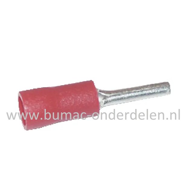 Penstekker Rood met Mannelijke aansluiting voor het verbinden van 0,5 - 1 mm² Elektrische draden, Startrelais, Condensator, Contactslot, Schakelaars op Grasmaaiers, Tuintrekkers, Zitmaaiers, Frontmaaiers, Minikraan, Aggregaat, Waterpomp, Aanhanger, Auto,