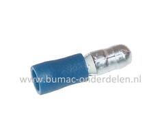 Rondstekker Blauw met Mannelijke aansluiting 5 mm voor het verbinden van Elektrische draden, Startrelais, Condensator, Contactslot, Schakelaars op Grasmaaiers, Tuintrekkers, Zitmaaiers, Frontmaaiers, Minikraan, Aggregaat, Waterpomp, Aanhanger, Auto, Cart