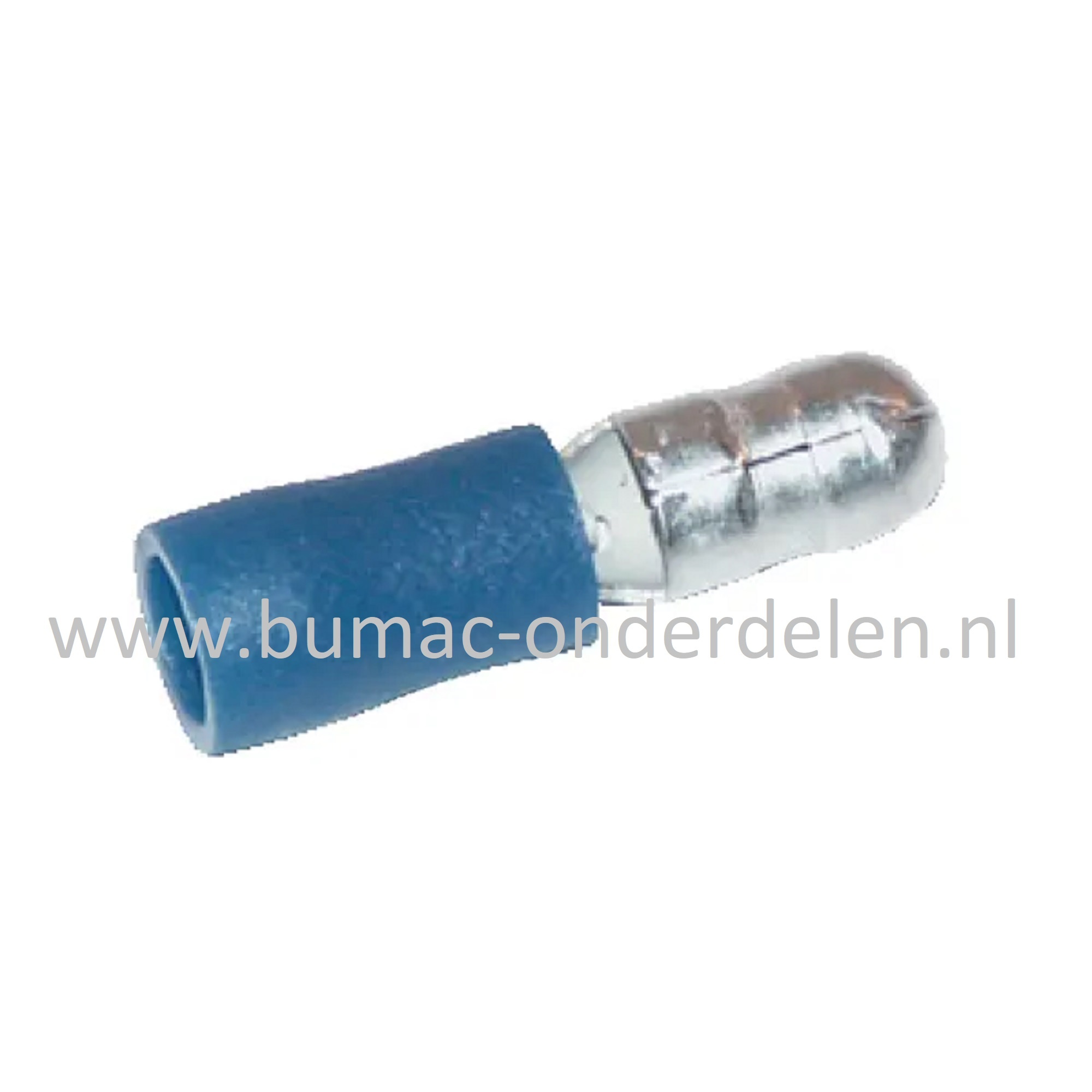 Rondstekker Blauw met Mannelijke aansluiting 5 mm voor het verbinden van Elektrische draden, Startrelais, Condensator, Contactslot, Schakelaars op Grasmaaiers, Tuintrekkers, Zitmaaiers, Frontmaaiers, Minikraan, Aggregaat, Waterpomp, Aanhanger, Auto, Cart