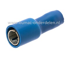 Rondstekkerhuls Blauw met Vrouwelijke aansluiting 4 mm voor het verbinden van Elektrische draden, Startrelais, Condensator, Contactslot, Schakelaars op Grasmaaiers, Tuintrekkers, Zitmaaiers, Frontmaaiers, Minikraan, Aggregaat, Waterpomp, Aanhanger, Auto,