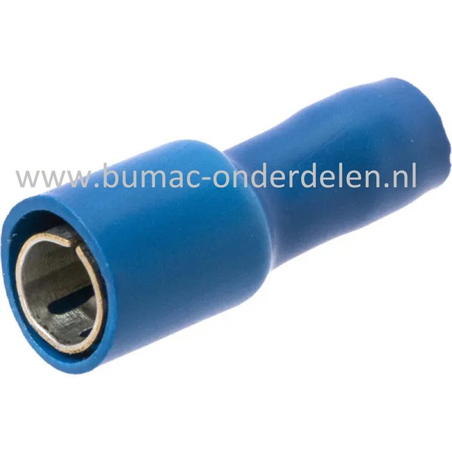 Rondstekkerhuls Blauw met Vrouwelijke aansluiting 4 mm voor het verbinden van Elektrische draden, Startrelais, Condensator, Contactslot, Schakelaars op Grasmaaiers, Tuintrekkers, Zitmaaiers, Frontmaaiers, Minikraan, Aggregaat, Waterpomp, Aanhanger, Auto,