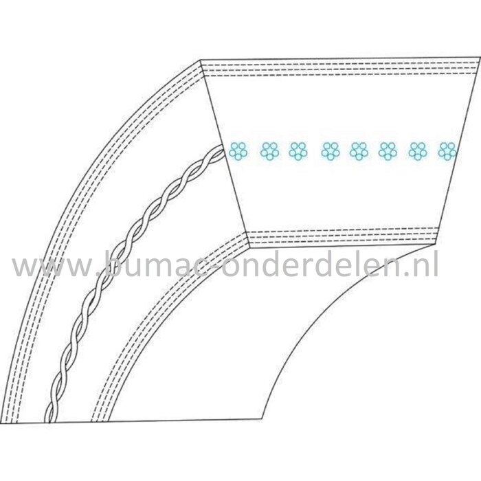 V-snaar Maaidekaandrijving voor Husqvarna, Jonsered,  Partner, McCulloch Zitmaaiers, Tuintrekkers M105-85F, M125-85F, M125-85FH, PR17, PR17 AWD, R418 Ts, R418 Ts AWD, R418 TS AWD, RIDER 15V2, RIDER 15V2 AWD, RIDER PRO 15, RIDER PRO 18, RIDER PRO 18 AWD, A