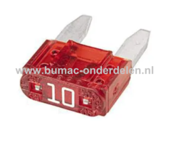 Steekzekering Mini 10A - 16,3x10,9 mm ter bescherming van Electronica in Zitmaaier, Tractor, Auto, Aanhanger, Generator, Hijskraan, Shovel