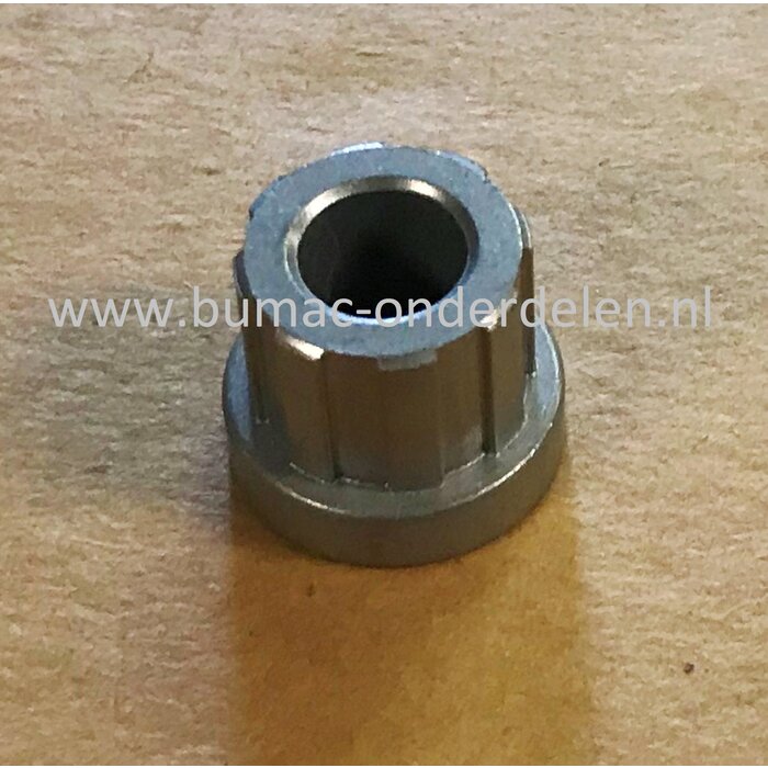 Afstandbus 9,5x16,9 mm voor V-Snaar Poelie Buiten Ø Bus 16,8, Binnen Ø 9,5, Buiten Ø Flens 20,3 mm,  Hoogte Bus 11,9 mm, Dikte Flens 5 mm V Snaren, Poelie, Spanrol, Maaidekken, Rijaandrijving, Zitmaaier, Frontmaaier, Tuintrekker, Verloopbus Reduceerbus