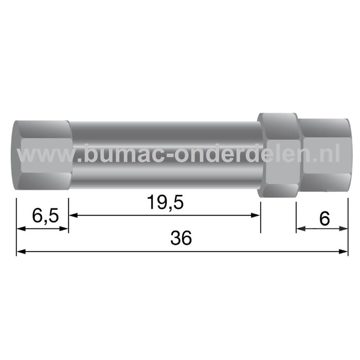 Regelschroef voor Binnenkabels T/m 2,5 mm, Afstelschroef voor Het Zelf Samenstellen van Bedieningskabels als Stuurkabel - Koppelingskabel - Gaskabel - Remkabel op Zitmaaier - Frontmaaier - Shovel - Minikraan - Quad - Scooter - Grasmaaier, Spanbout Lengte