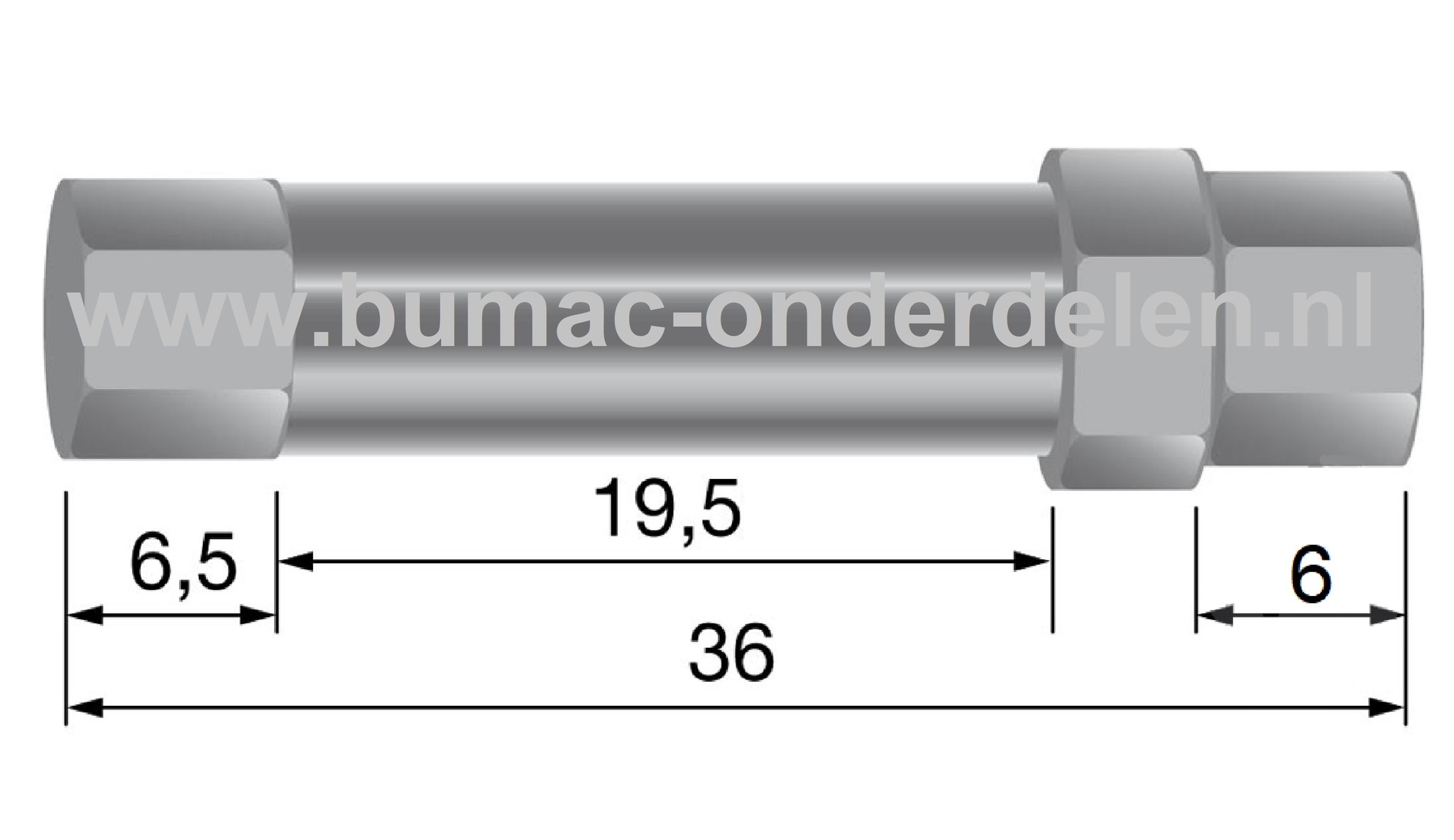 Regelschroef voor Binnenkabels T/m 2,5 mm, Afstelschroef voor Het Zelf Samenstellen van Bedieningskabels als Stuurkabel - Koppelingskabel - Gaskabel - Remkabel op Zitmaaier - Frontmaaier - Shovel - Minikraan - Quad - Scooter - Grasmaaier, Spanbout Lengte