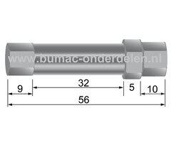 Regelschroef voor Binnenkabels T/m Ø 3 mm - Buitenkabels T/m Ø 8 mm Lengte 56 mm, Buskop Lengte 9 mm, Schroefkop Lengte 10 mm, Bus Lengte 32 mm Afstelschroef voor Het Zelf Samenstellen van Bedieningskabels als Stuurkabel - Koppelingskabel - Gaskabel - Rem