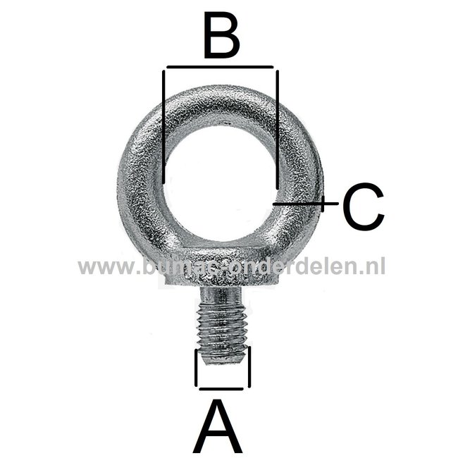 Oogbout M16 verzinkt, Een Oogbout is een bout met een lus aan één uiteinde. Het is opgebouwd uit het standaard oog met daaraan de passende boutdraad diameter zodat er altijd een exacte grootte verkrijgbaar is voor uw toepassing.