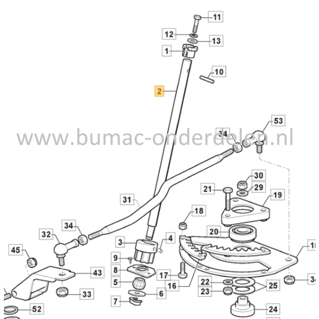 Stuuras voor Castelgarden, Stiga, Mountfield, Alpina Zitmaaiers, Tuintrekkers 2040H Twin, 22/102H, 2240H, AT8102HCB, AT8122HCB, BT102HCB, Carrera B, CM7322H, CM7226H, Estate 7102HWS, Estate Grand Royal, Formula GT, Interlagos B, PA200BT102H, PTX160HD, PTX