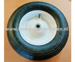 Wiel met lager 480/400x8 voor Aanhanger, Kruiwagen, Kar achter Zitmaaier, Frontmaaier, Band, Gelagerd Wiel, Aanhangwagen Wiel met Lager, Binnenband en Buitenband 480 / 400 x 8
