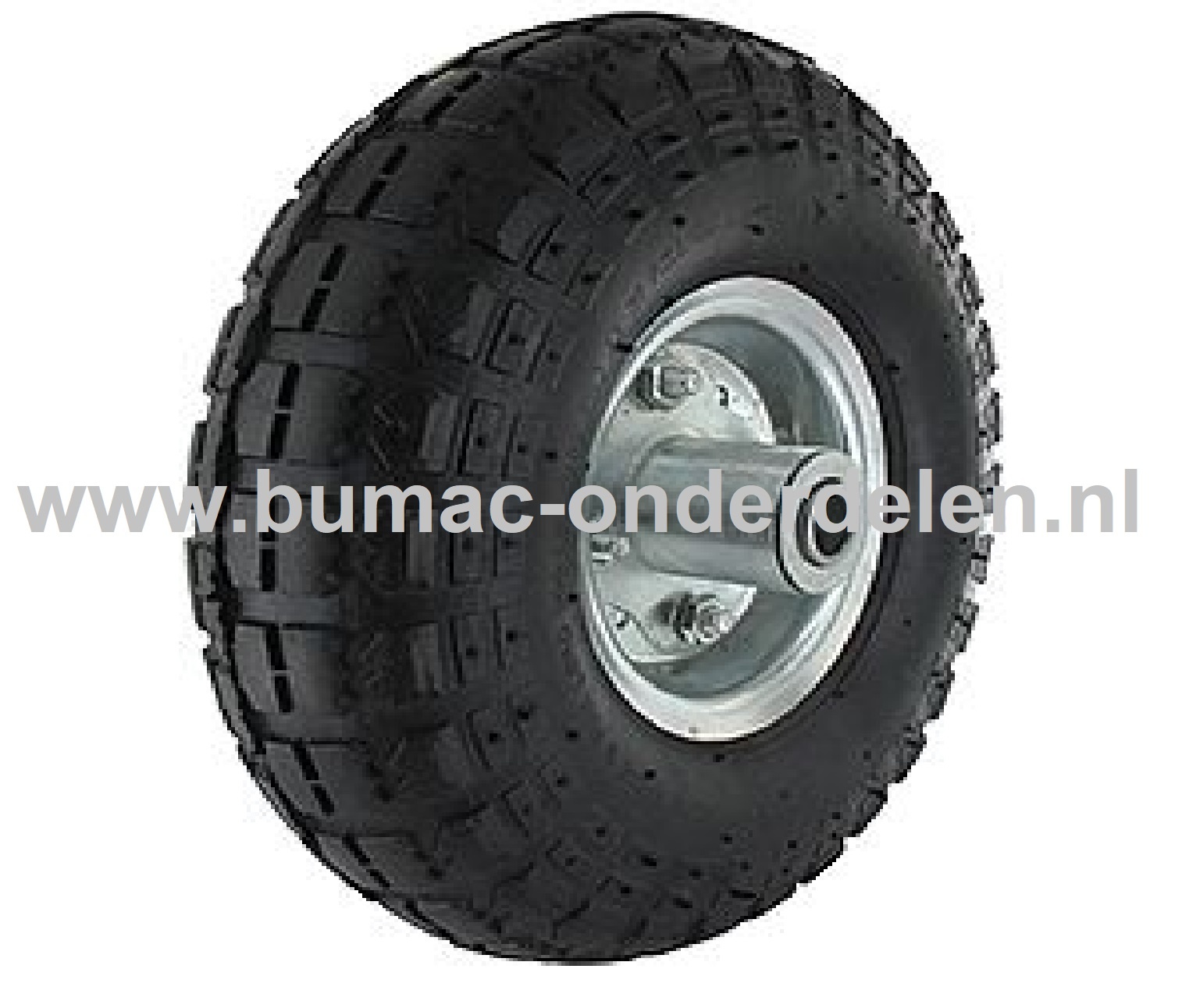 Compleet Wiel 410/350x4 met Stalen Velg en Stalen Naaldlager Binnen Ø 26 mm, Buiten Ø 260 mm, Breedte 80 mm, Naaflengte 53 mm voor Steekwagen, Boldekar, Grasbeluchter, Kunstmeststrooier, Aanhanger, Luchtbandwiel, Luchtband, Complete Band, Draagwiel 410/35