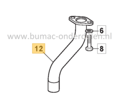 Uitlaatspruitstuk Rechts voor Castelgarden, Stiga, Mountfield, Alpina Zitmaaiers, Tuintrekkers 1740H Twin, AT3108HWA, Estate 5092HW, Estate 6102HW, MPS84, MPX84, SDS98, SDX108, TCU102, TCX102 Hydro, TNS108 Hydro, Tornado 2108HW, Tornado 4108HW, Tornado 61