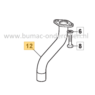 Uitlaatspruitstuk Rechts voor Castelgarden, Stiga, Mountfield, Alpina Zitmaaiers, Tuintrekkers 1740H Twin, AT3108HWA, Estate 5092HW, Estate 6102HW, MPS84, MPX84, SDS98, SDX108, TCU102, TCX102 Hydro, TNS108 Hydro, Tornado 2108HW, Tornado 4108HW, Tornado 61