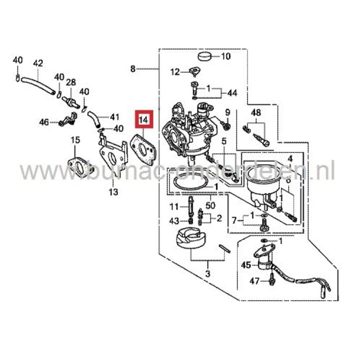 Inlaatpakking voor Honda GX390 en GXV390 Motor op Kart - Generator - Trilplaat - Waterpomp - Tuinfrees - Aggregaat - Kantensnijder, Carburateur Pakking