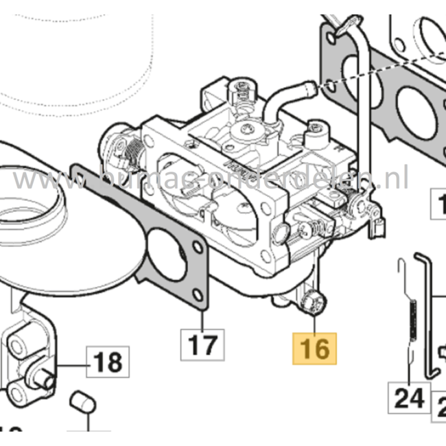 Carburateur voor Castelgarden, Stiga, Mountfield, Alpina Zitmaaiers, Tuintrekkers  2240H, AT7121HW, Centurion4WD, Estate5092HW, Estate5102HW, Park620PW, Park640PW, PTX180HD, XT200HD, Vergasser, 2240 H, AT 7 121 HW, Centurion 4 WD, Estate 5092 HW, Estate 5