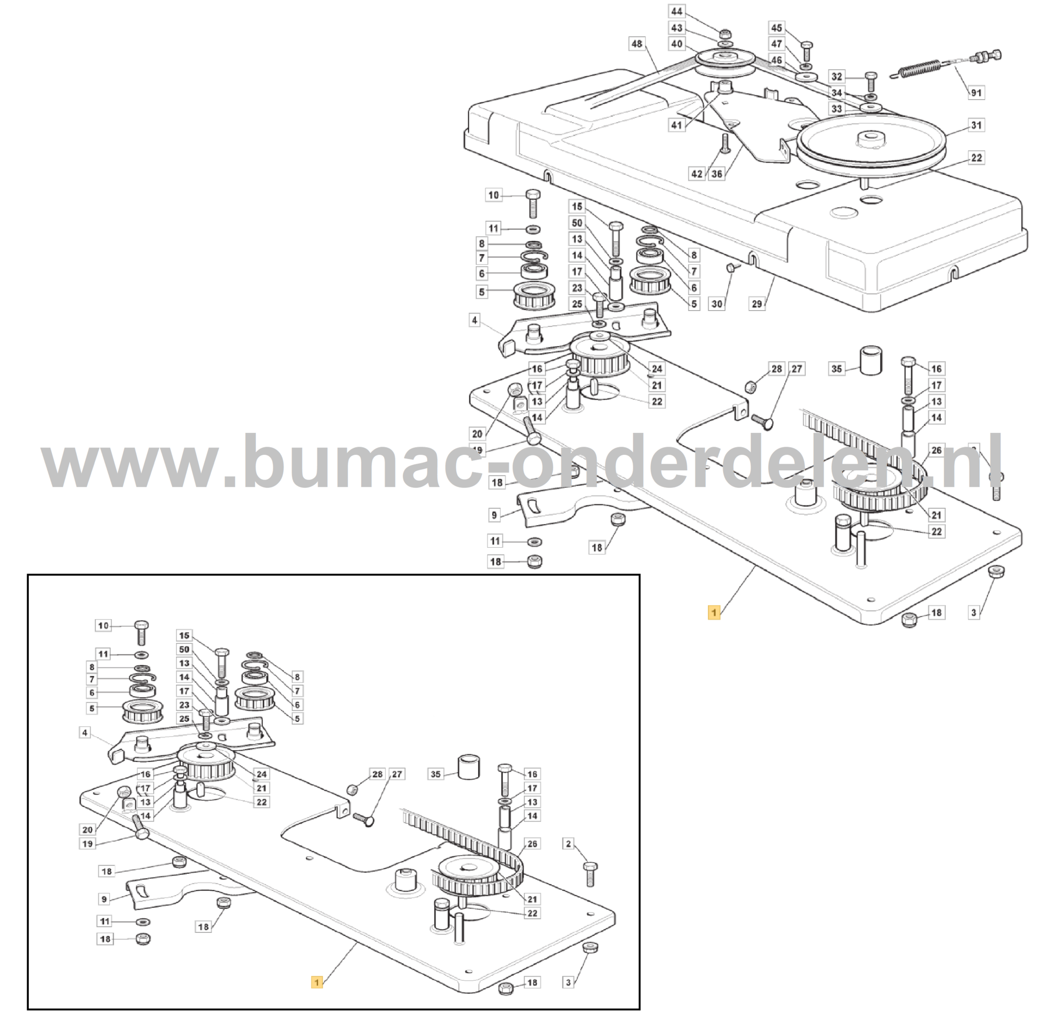 Transmissie plaat voor Castelgarden, Stiga, Alpina, Mountfield met Maaidek 102 cm Achteruitworp 1540H, 1640H, 1840H, 2040H, AT7102HCB, BA165B102H, BT102HCB, CARRERAK, CARRERAB, CM7216H, ESTATE6102HWG, FORMULAGT, GA185B102H, GLPGX170HD, HT160H, IMOLA2B, NJ