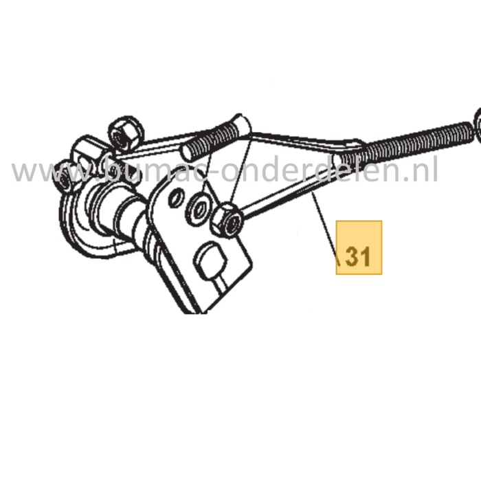 Rechter Maaidekstang voor 102 Cm Maaidek Opvang Castelgarden, Mountfield, Alpina, Stiga Zitmaaiers, Tuintrekkers 1440H, 1440M, 1540H, 1640H, 17/102, 1740H, 1840H, 2040H, 22/122H, 2248H, Estate 7102HWS, Estate Royal K, GT40H, PTX160HD, PTX200HD, TCX102, TN