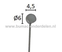 Flexibele Kabel met Ton voor Koppelingskabel, Remkabel, Bedieningskabel Veegmachine, Tuinfrees, Grasmaaier, Zitmaaier, Frontmaaier, Trekker, Kooimaaier, Verticuteermachine Kabel Lengte 2200 mm - Ø 1,2 mm, Ton Ø 6x4,5 mm
