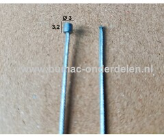 Flexibele Kabel met Ton voor Koppelingskabel, Remkabel, Bedieningskabel Veegmachine, Tuinfrees, Grasmaaier, Zitmaaier, Frontmaaier, Trekker, Kooimaaier, Verticuteermachine Kabel Lengte 2250 mm - Ø 1,2 mm, Ton Ø 3x3,2 mm