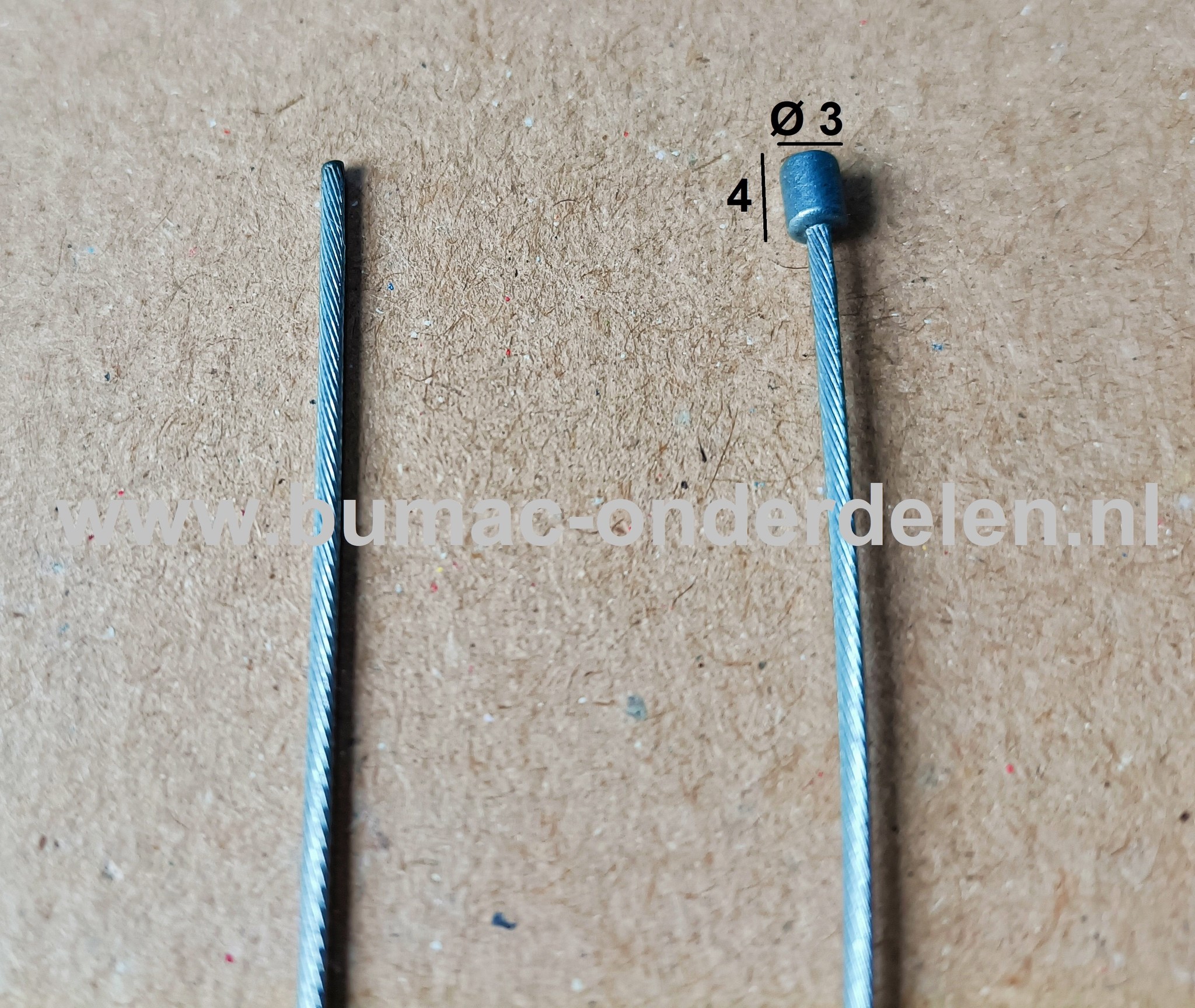 Flexibele Kabel met Ton voor Koppelingskabel, Remkabel, Bedieningskabel Veegmachine, Tuinfrees, Grasmaaier, Zitmaaier, Frontmaaier, Trekker, Kooimaaier, Verticuteermachine Kabel Lengte 2000 mm - Ø 1,2 mm, Ton Ø 3x4 mm